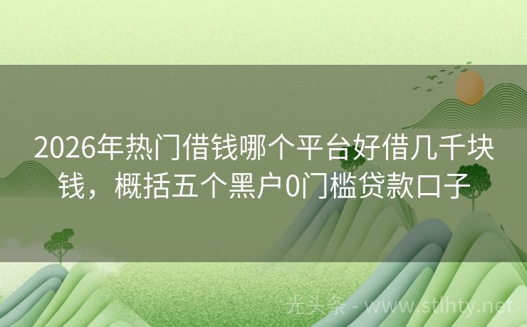 2026年热门借钱哪个平台好借几千块钱，概括五个黑户0门槛贷款口子