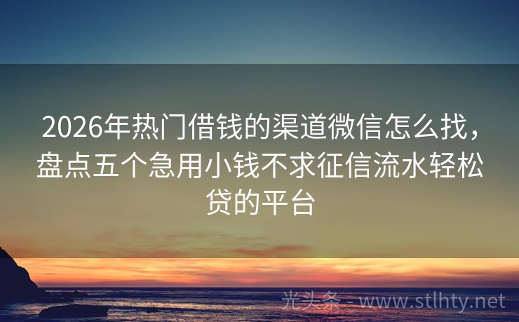 2026年热门借钱的渠道微信怎么找，盘点五个急用小钱不求征信流水轻松贷的平台