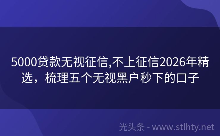 5000贷款无视征信,不上征信2026年精选,梳理五个无视黑户秒下的口子