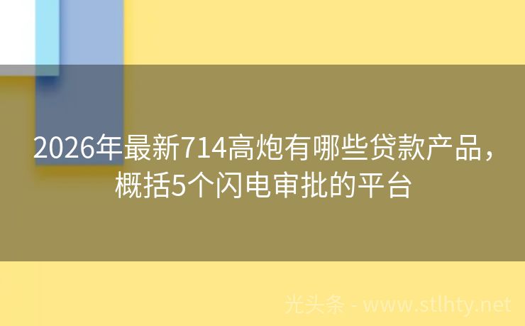 2026年最新714高炮有哪些贷款产品,概括5个闪电审批的平台