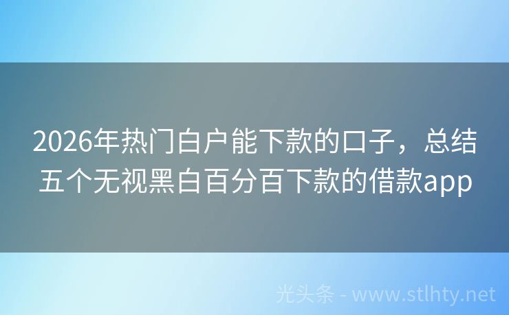2026年热门白户能下款的口子,总结五个无视黑白百分百下款的借款app
