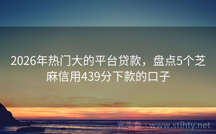 2026年热门大的平台贷款，盘点5个芝麻信用439分下款的口子
