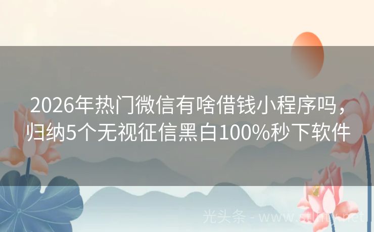 2026年热门微信有啥借钱小程序吗，归纳5个无视征信黑白100%秒下软件