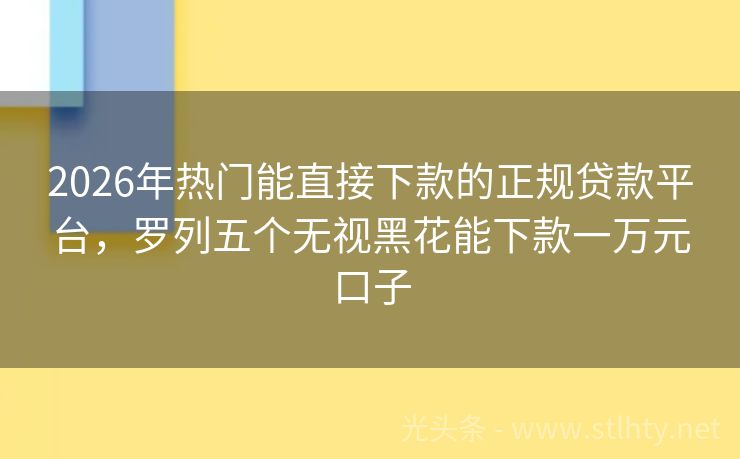 2026年热门能直接下款的正规贷款平台，罗列五个无视黑花能下款一万元口子