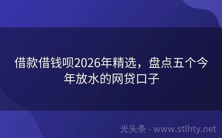 借款借钱呗2026年精选，盘点五个今年放水的网贷口子