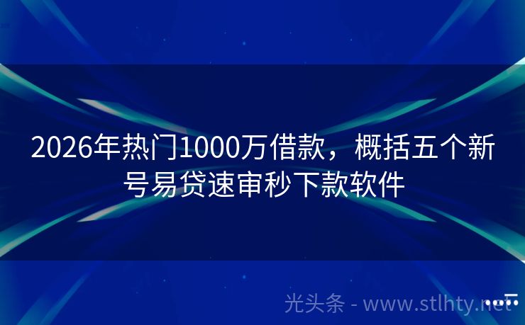 2026年热门1000万借款,概括五个新号易贷速审秒下款软件