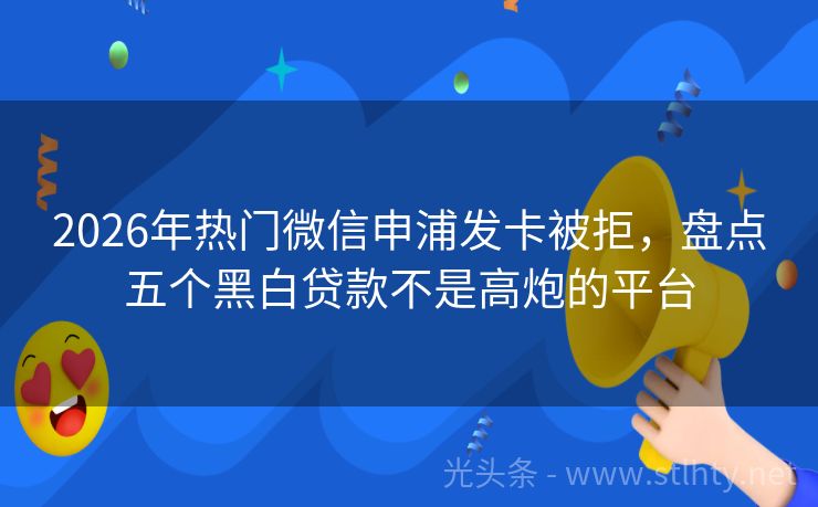 2026年热门微信申浦发卡被拒,盘点五个黑白贷款不是高炮的平台