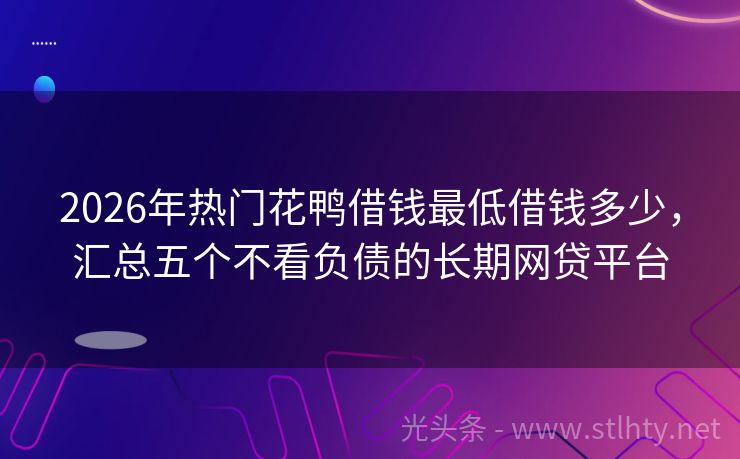 2026年热门花鸭借钱最低借钱多少，汇总五个不看负债的长期网贷平台