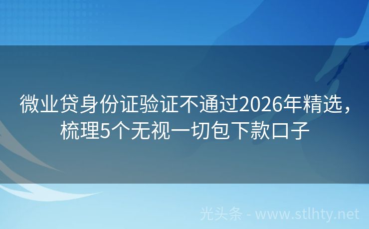 微业贷身份证验证不通过2026年精选，梳理5个无视一切包下款口子