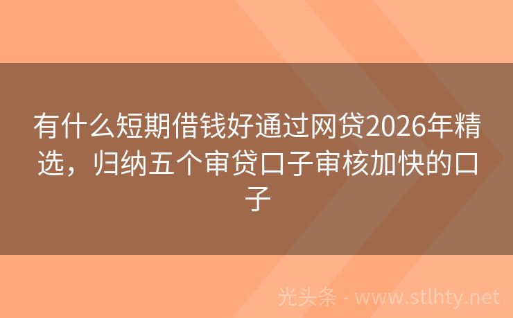 有什么短期借钱好通过网贷2026年精选,归纳五个审贷口子审核加快的口子