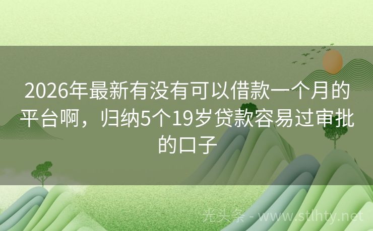 2026年最新有没有可以借款一个月的平台啊，归纳5个19岁贷款容易过审批的口子
