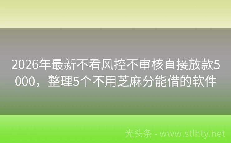 2026年最新不看风控不审核直接放款5000,整理5个不用芝麻分能借的软件