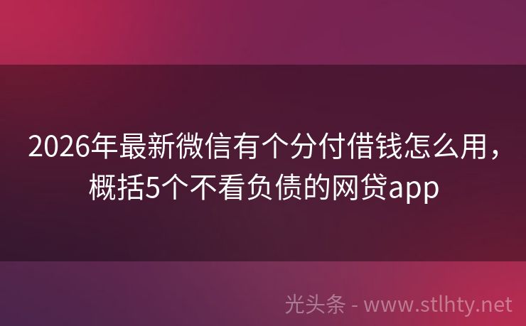 2026年最新微信有个分付借钱怎么用，概括5个不看负债的网贷app