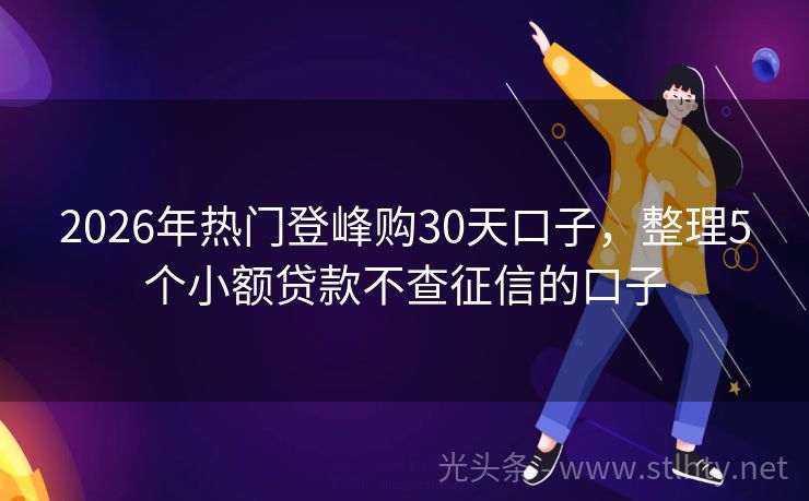 2026年热门登峰购30天口子，整理5个小额贷款不查征信的口子