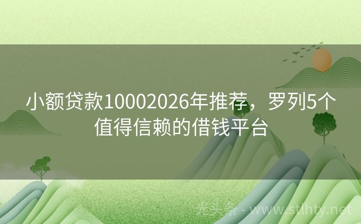 小额贷款10002026年推荐，罗列5个值得信赖的借钱平台