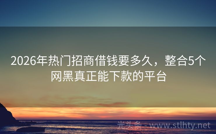 2026年热门招商借钱要多久，整合5个网黑真正能下款的平台