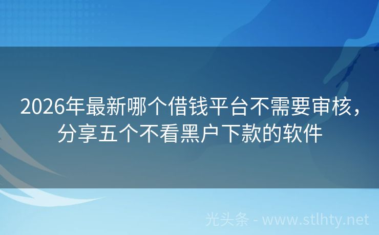 2026年最新哪个借钱平台不需要审核,分享五个不看黑户下款的软件