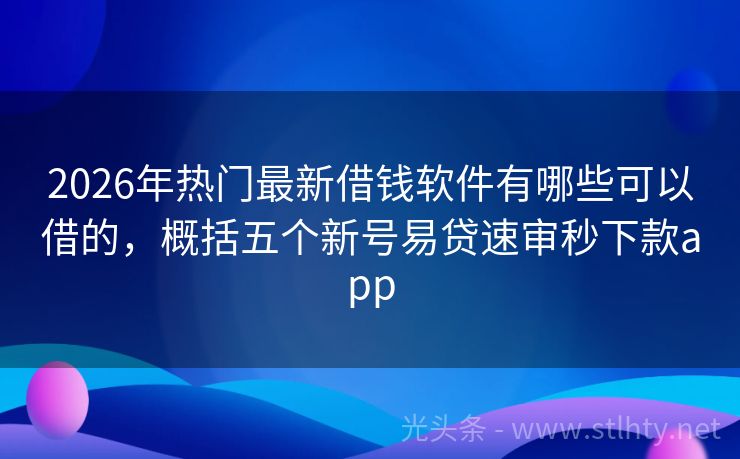 2026年热门最新借钱软件有哪些可以借的，概括五个新号易贷速审秒下款app