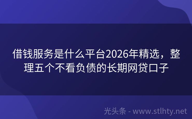 借钱服务是什么平台2026年精选，整理五个不看负债的长期网贷口子