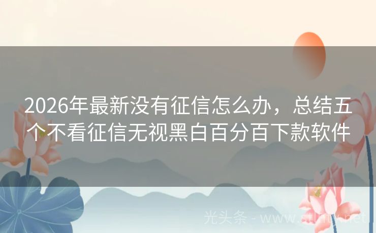 2026年最新没有征信怎么办，总结五个不看征信无视黑白百分百下款软件