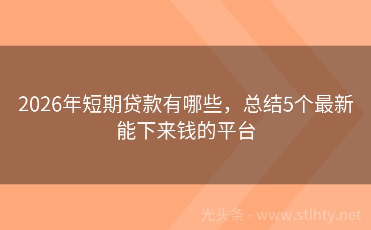 2026年短期贷款有哪些，总结5个最新能下来钱的平台