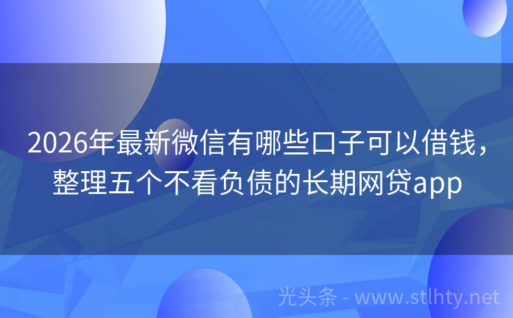 2026年最新微信有哪些口子可以借钱，整理五个不看负债的长期网贷app