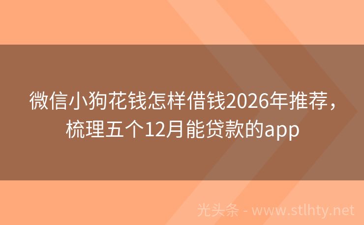 微信小狗花钱怎样借钱2026年推荐,梳理五个12月能贷款的app