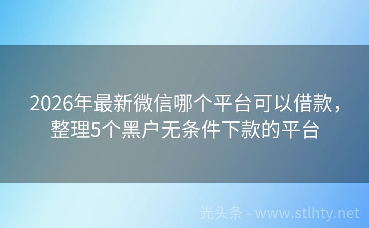 2026年最新微信哪个平台可以借款，整理5个黑户无条件下款的平台