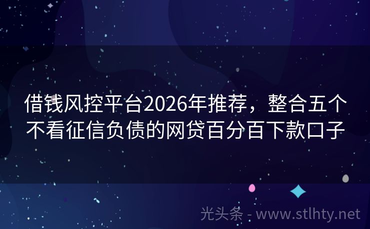 借钱风控平台2026年推荐,整合五个不看征信负债的网贷百分百下款口子