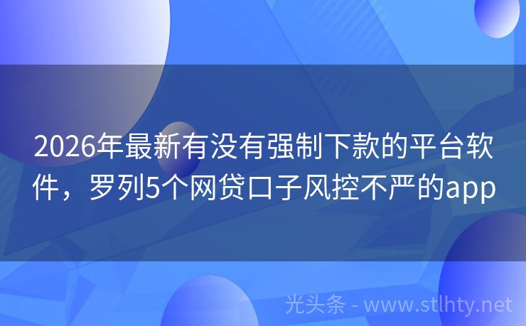 2026年最新有没有强制下款的平台软件，罗列5个网贷口子风控不严的app