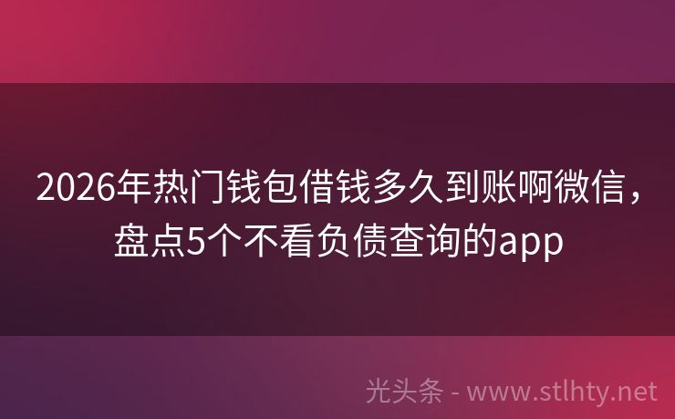 2026年热门钱包借钱多久到账啊微信，盘点5个不看负债查询的app