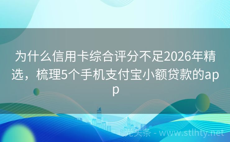 为什么信用卡综合评分不足2026年精选，梳理5个手机支付宝小额贷款的app