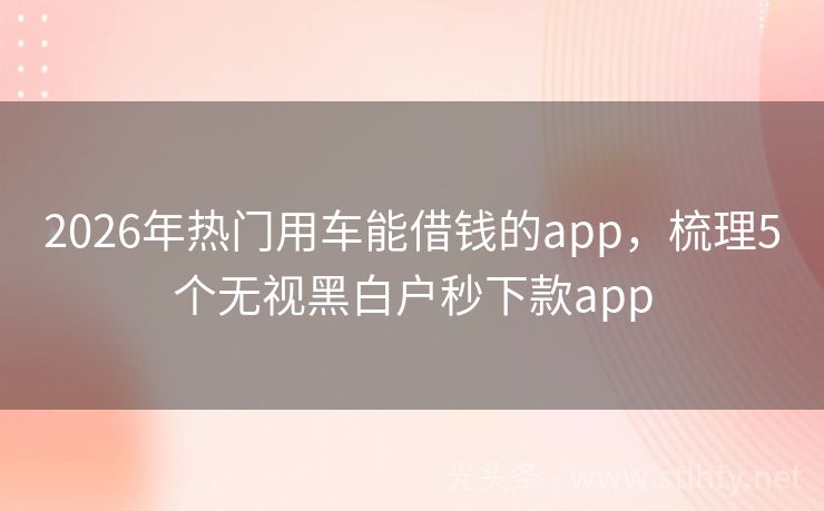 2026年热门用车能借钱的app,梳理5个无视黑白户秒下款app