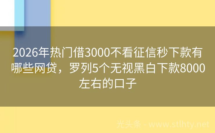 2026年热门借3000不看征信秒下款有哪些网贷,罗列5个无视黑白下款8000左右的口子