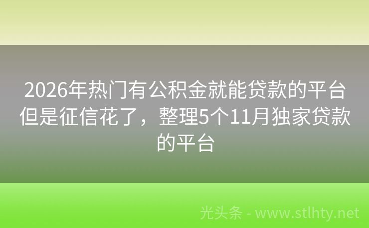 2026年热门有公积金就能贷款的平台但是征信花了,整理5个11月独家贷款的平台
