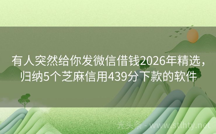 有人突然给你发微信借钱2026年精选，归纳5个芝麻信用439分下款的软件