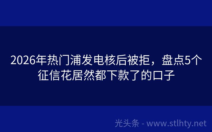 2026年热门浦发电核后被拒,盘点5个征信花居然都下款了的口子
