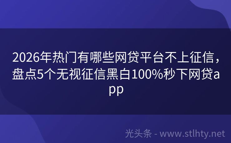 2026年热门有哪些网贷平台不上征信，盘点5个无视征信黑白100%秒下网贷app