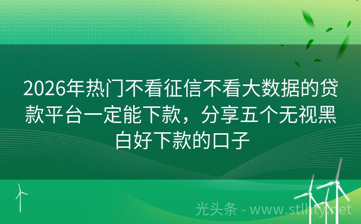 2026年热门不看征信不看大数据的贷款平台一定能下款,分享五个无视黑白好下款的口子