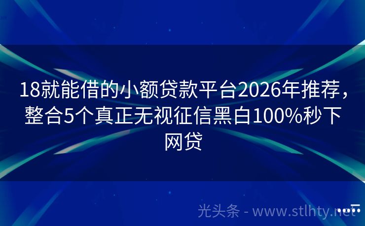 18就能借的小额贷款平台2026年推荐,整合5个真正无视征信黑白100%秒下网贷