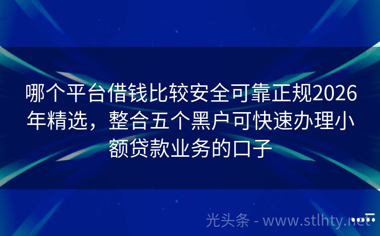 哪个平台借钱比较安全可靠正规2026年精选,整合五个黑户可快速办理小额贷款业务的口子