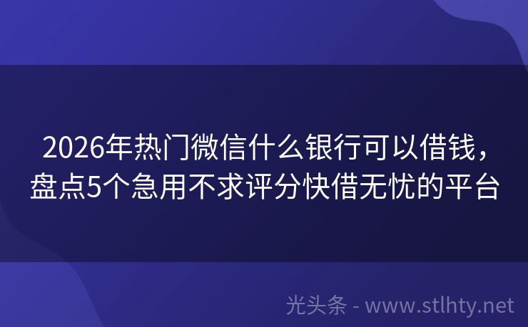 2026年热门微信什么银行可以借钱，盘点5个急用不求评分快借无忧的平台