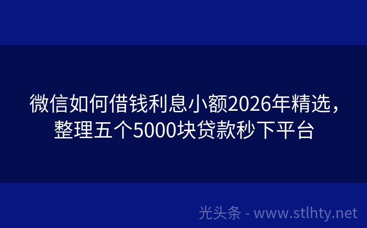 微信如何借钱利息小额2026年精选，整理五个5000块贷款秒下平台