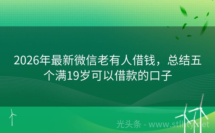 2026年最新微信老有人借钱,总结五个满19岁可以借款的口子