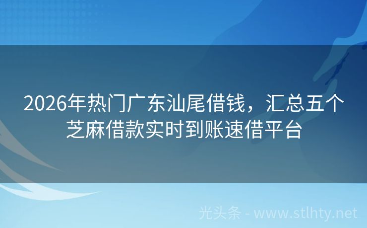 2026年热门广东汕尾借钱,汇总五个芝麻借款实时到账速借平台