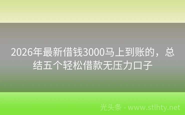 2026年最新借钱3000马上到账的,总结五个轻松借款无压力口子