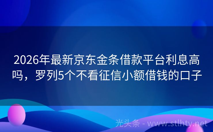 2026年最新京东金条借款平台利息高吗，罗列5个不看征信小额借钱的口子