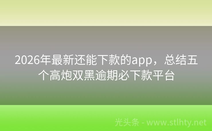 2026年最新还能下款的app，总结五个高炮双黑逾期必下款平台
