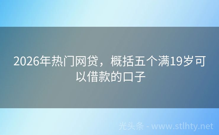 2026年热门网贷,概括五个满19岁可以借款的口子