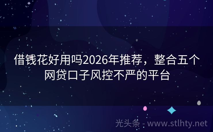 借钱花好用吗2026年推荐，整合五个网贷口子风控不严的平台